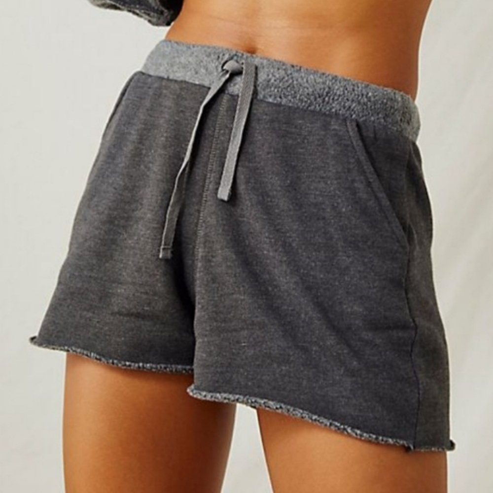 Free People * Kelly Washed Solid Lounge Set Grey Shorts Sweatshirt - Picture 5 of 7